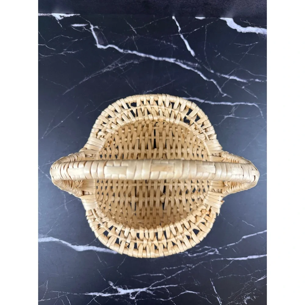 VTG Hand Woven Splint Gathering Basket with Handle 9.5